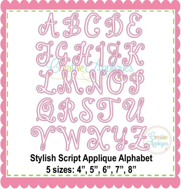 Stylish Script Alphabet Applique 4" to 8" Small, Medium, Jumbo - Image 2