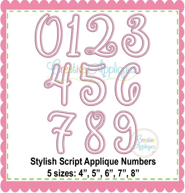 Stylish Script Numbers Applique - Image 3