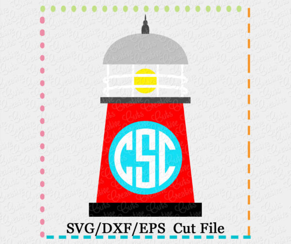 Lighthouse Monogram Cutting File SVG DXF EPS