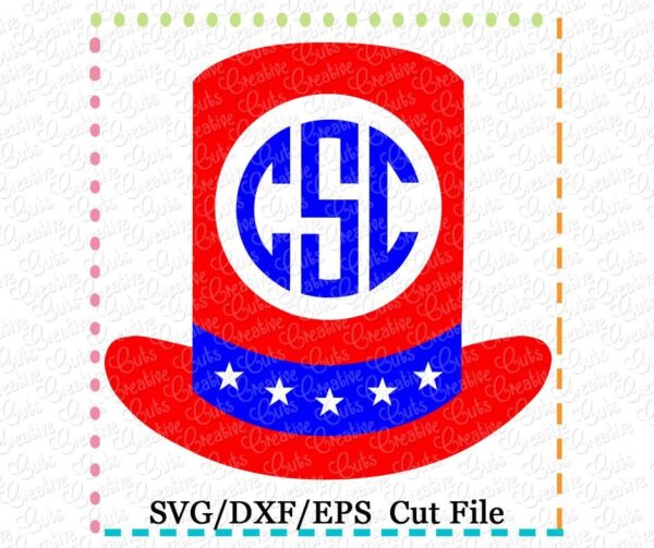 Monogram Uncle Sam Hat Cutting File SVG DXF EPS