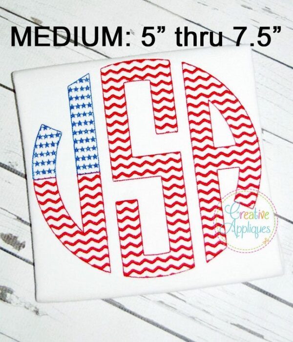 MEDIUM-Natural Circle Flag Stars Stripes Monogram Embroidery Font