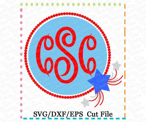 Patriotic Monogram Frame Cutting File SVG DXF EPS