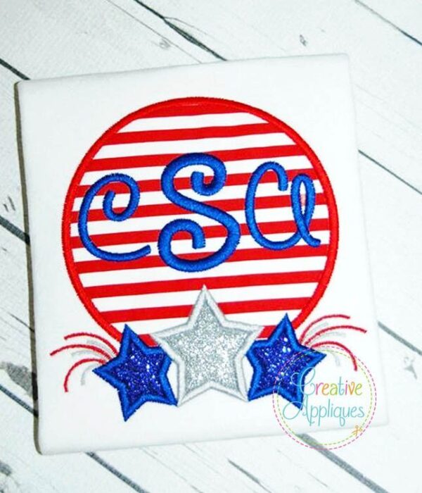 Patriotic Monogram Stars Frame Applique