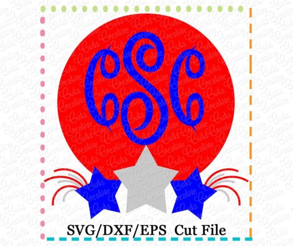 Monogram Stars Frame Cutting File SVG DXF EPS