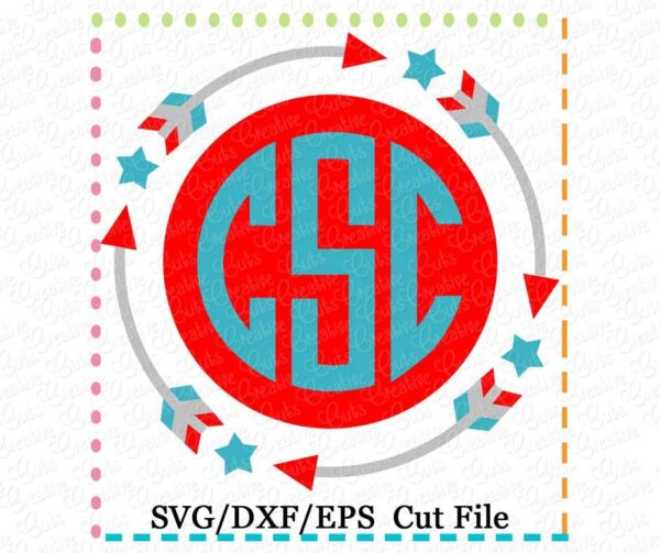 Patriotic Tribal Monogram Frame Cutting File SVG DXF EPS