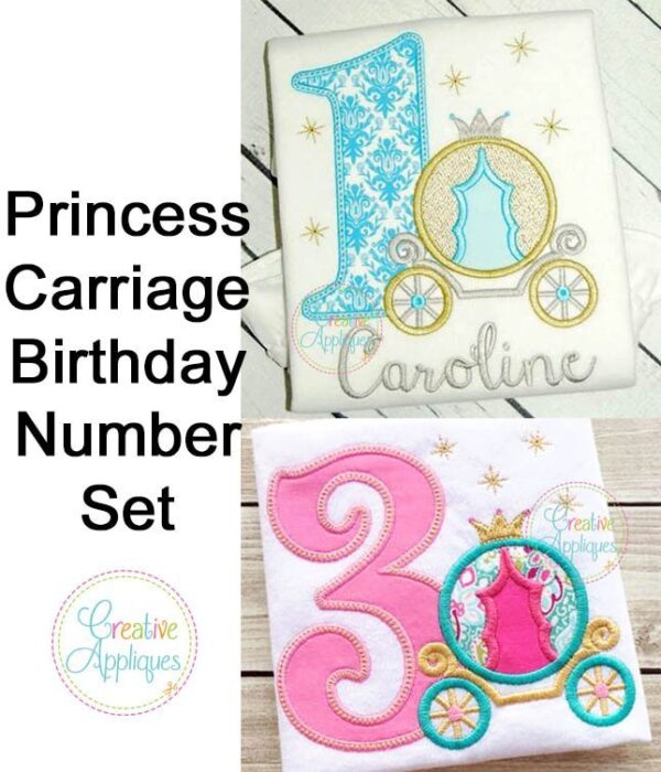 Princess Carriage Birthday Set Applique