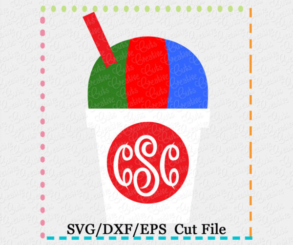 Rainbow Snow Cone Monogram Cutting File SVG DXF EPS