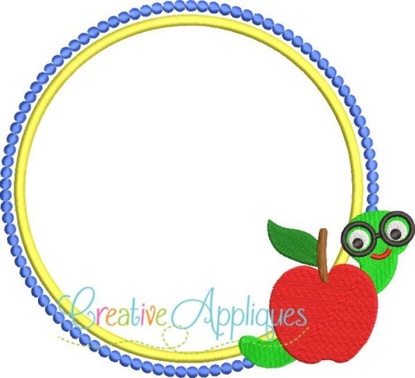 Apple Bookworm Monogram Frame Applique - Image 2