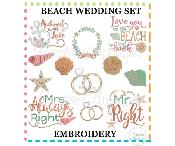 Beach Wedding Set Embroidery