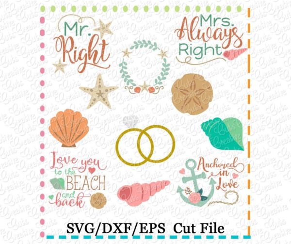 Beach Wedding Set Cutting File SVG DXF EPS