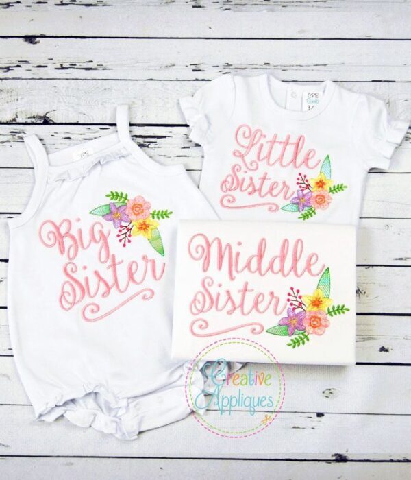 Sister Sibling Set Embroidery