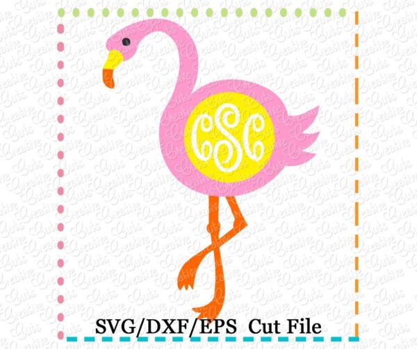 Monogram Flamingo Cutting File SVG DXF EPS