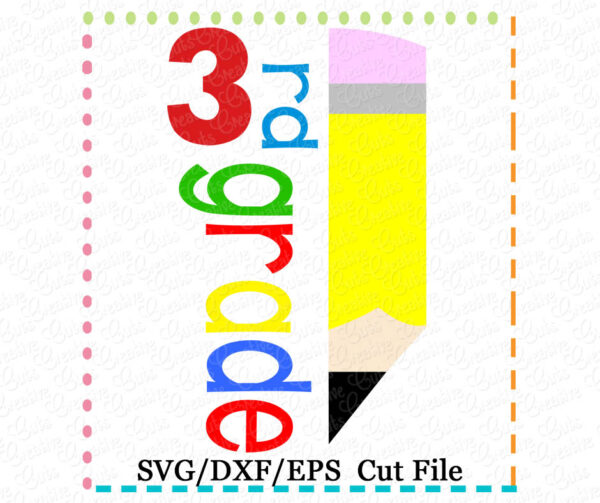 3rd Grade Half Pencil Cutting File SVG DXF EPS