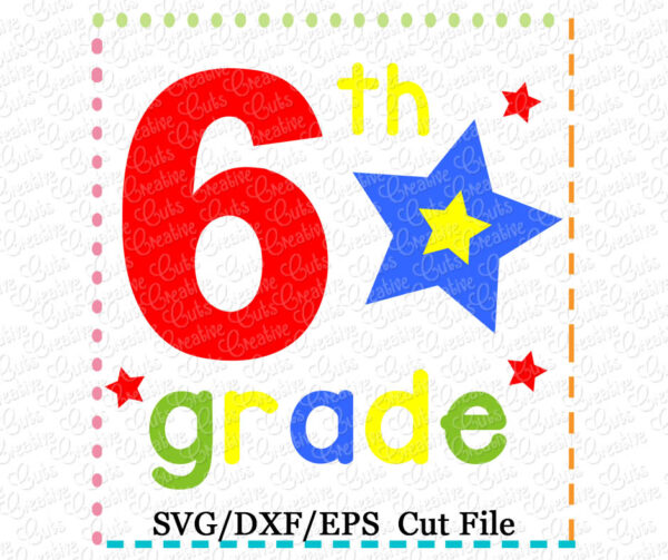 6th Grade Star Cutting File SVG DXF EPS