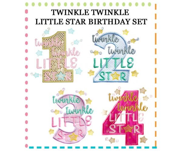 Twinkle Twinkle Little Star Birthday Set Applique