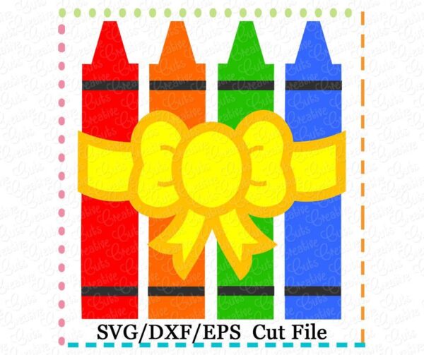 Crayon with Bow Cutting File SVG DXF EPS