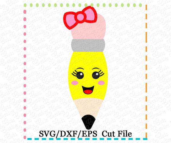 Happy Pencil Girl Cutting File SVG DXF EPS