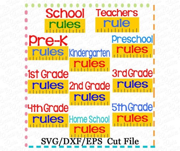 School Rules Set Cutting File SVG DXF EPS