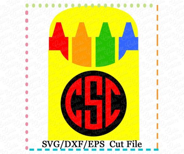 Monogram Crayon Box Cutting File SVG DXF EPS