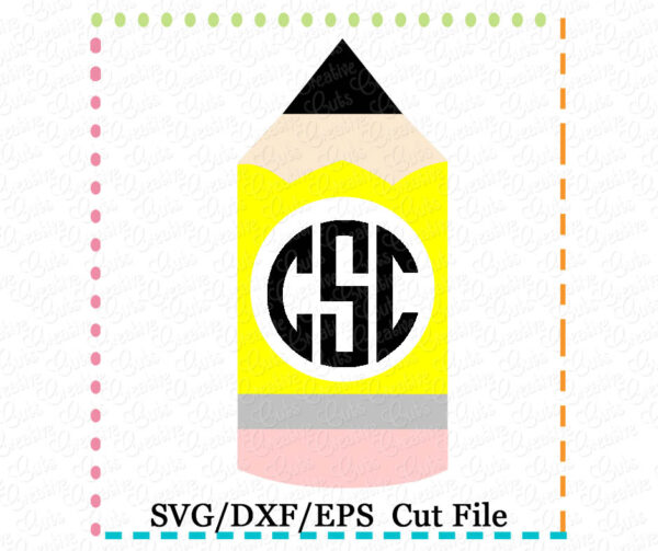 Monogram Pencil Cutting File SVG DXF EPS