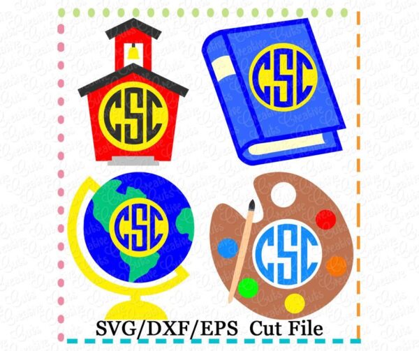 Monogram School Set Cutting File SVG DXF EPS