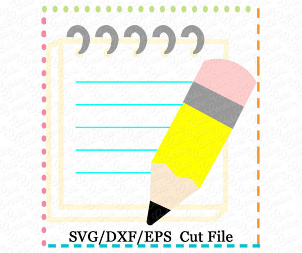 Pencil with Notebook Cutting File SVG DXF EPS