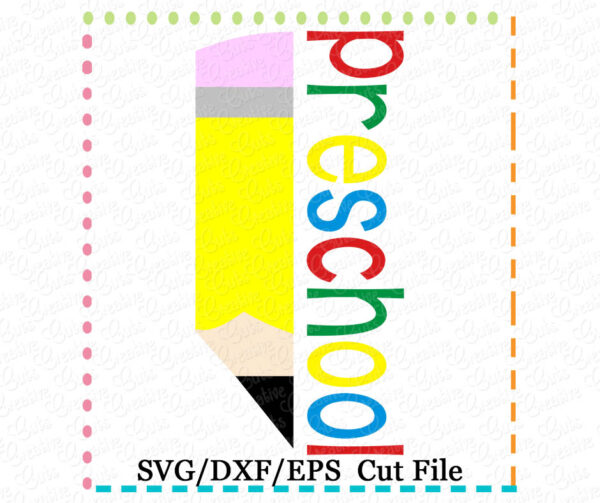 Preschool Half Pencil Cutting File SVG DXF EPS