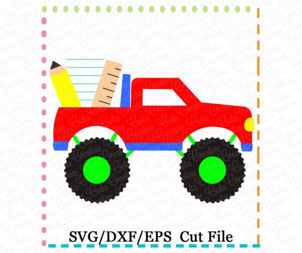 School Monster Truck Cutting File SVG DXF EPS