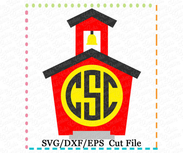 Monogram School house Cutting File SVG DXF EPS