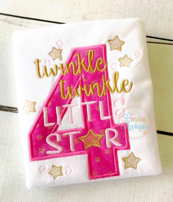 Twinkle Twinkle Little Star 4th Birthday Applique