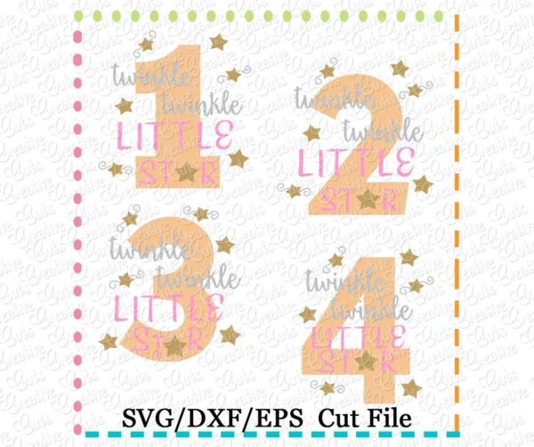 Twinkle Twinkle Little Star Birthday Set Cutting File SVG DXF EPS