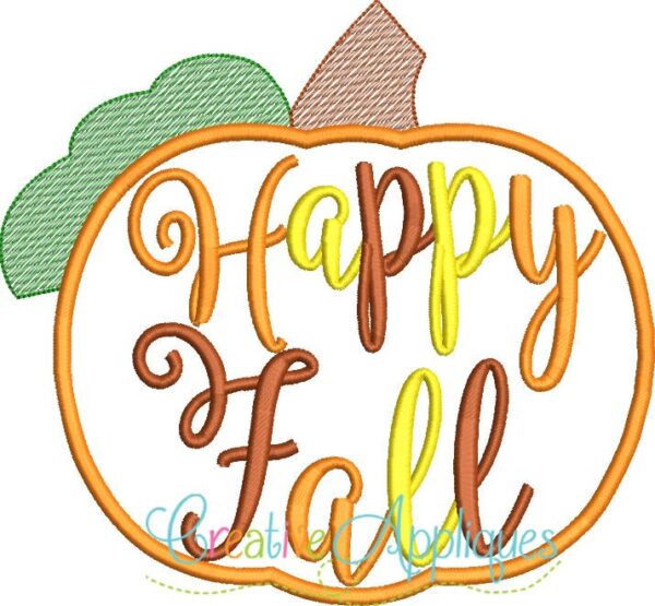 Happy Fall Pumpkin Applique - Image 2