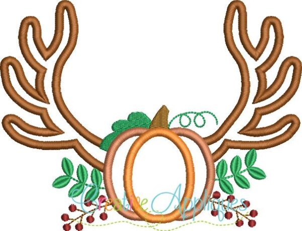 Antlers Pumpkin Monogram Applique - Image 2