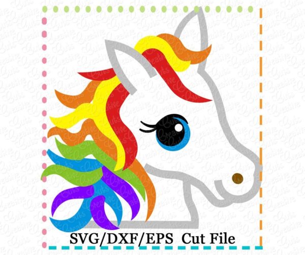 Rainbow Pony Head Cutting File SVG DXF EPS