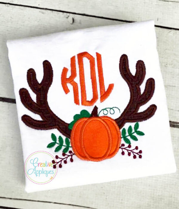 Antlers Pumpkin Monogram Applique