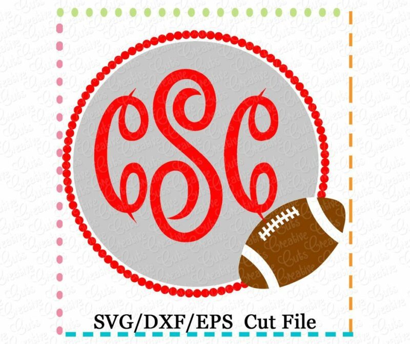 Football Monogram Frame Cutting File SVG DXF EPS - Creative Appliques