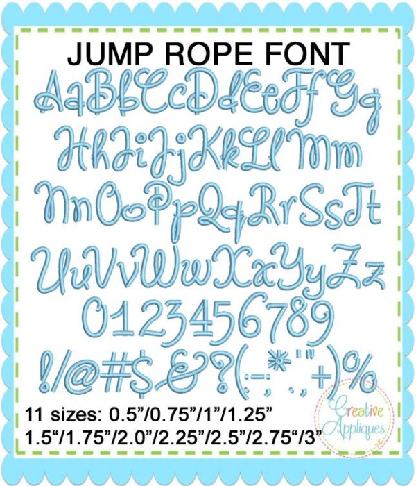 Jump Rope Embroidery Font - Image 2