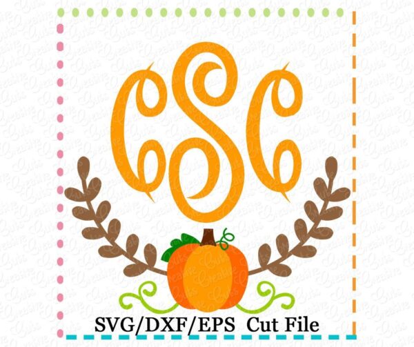 Pumpkin Monogram Swag Cutting File SVG DXF EPS