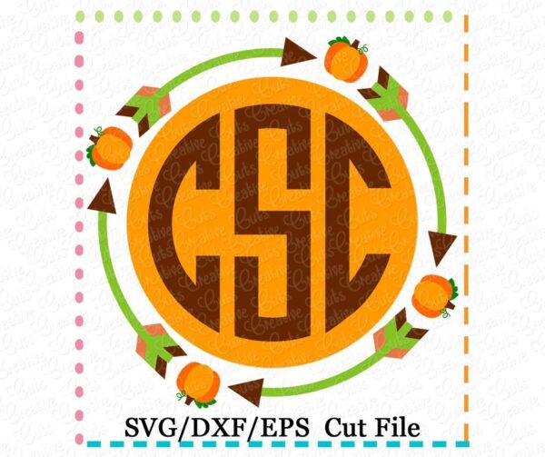 Tribal Pumpkin Monogram Frame Cutting File SVG DXF EPS