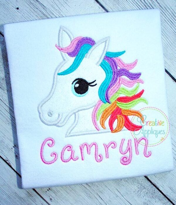 Rainbow Pony Head Applique