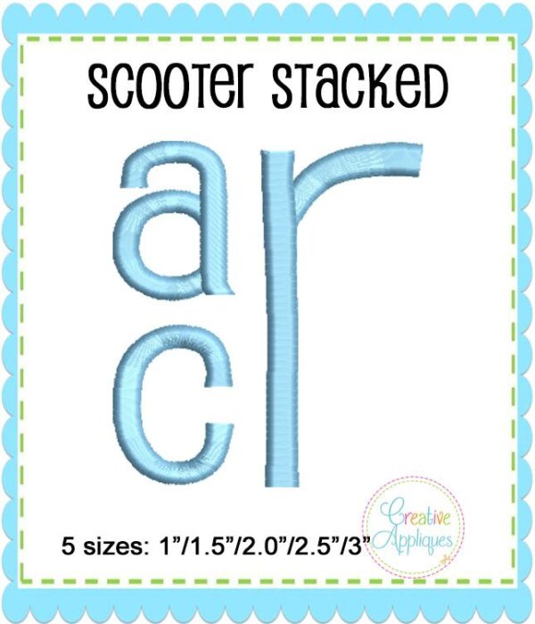 Scooter Stacked Monogram Embroidery Font - Image 3