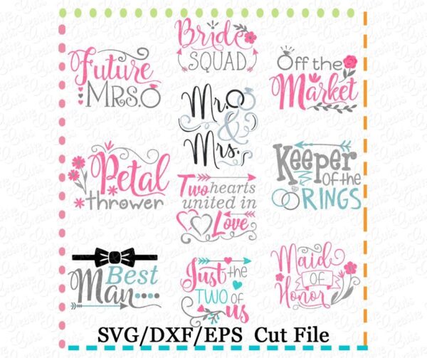 Wedding Sentiments Set Cutting File SVG DXF EPS