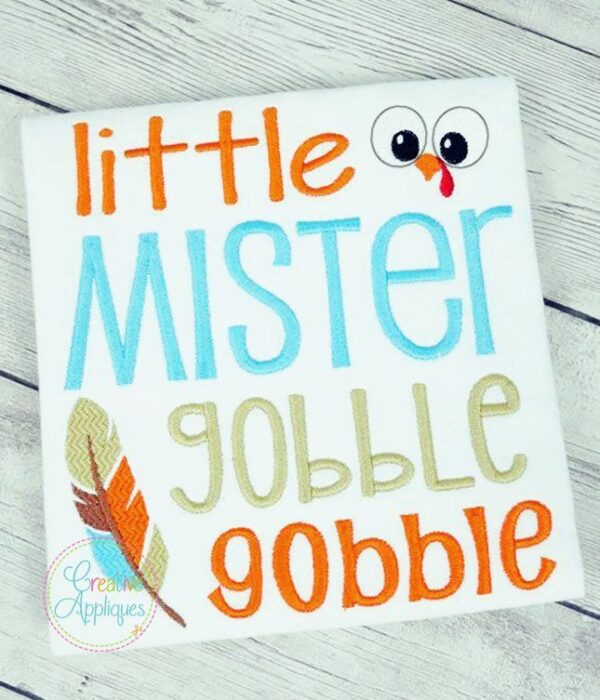 Little Mister Gobble Gobble Embroidery