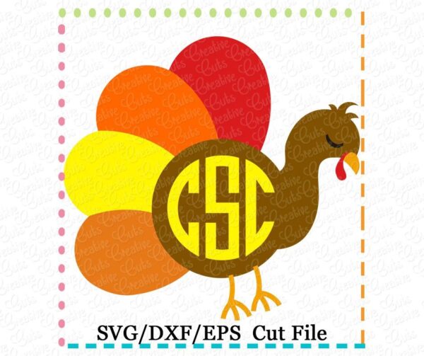 Monogram Turkey Boy Cutting File SVG DXF EPS