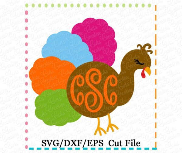 Monogram Turkey Girl Cutting File SVG DXF EPS