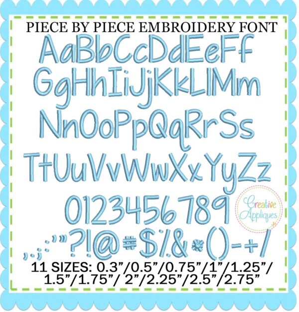 Piece By Piece Embroidery Font Alphabet - Image 2