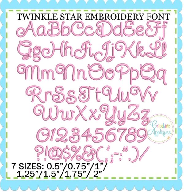 Twinkle Star Embroidery Font Alphabet - Image 2