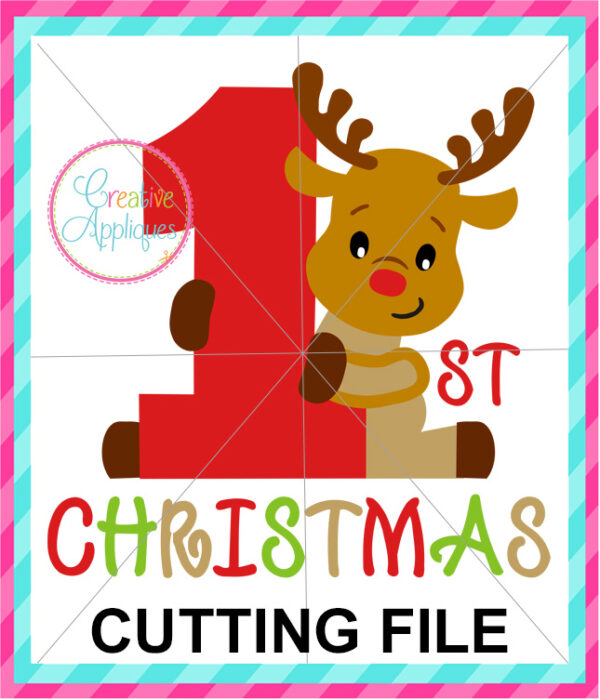 1st Christmas Reindeer Cutting File SVG DXF EPS