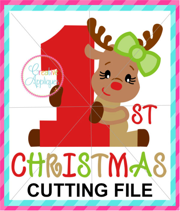 1st Christmas Girl Reindeer Cutting File