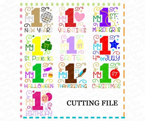 Baby's 1st Holiday Set Cutting File SVG DXF EPS